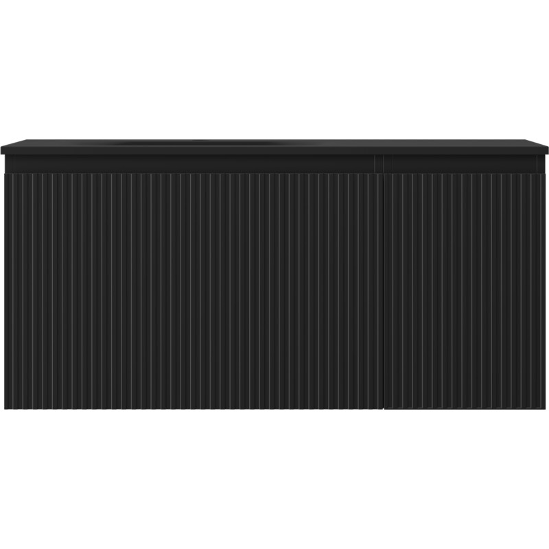 Mexen Rivel Badezimmerschrank 100 cm mit Waschbecken Vela links, 1S, 1T, geriffelt, schwarz matt - 91A23-10047-3-BBFF71-W23L71