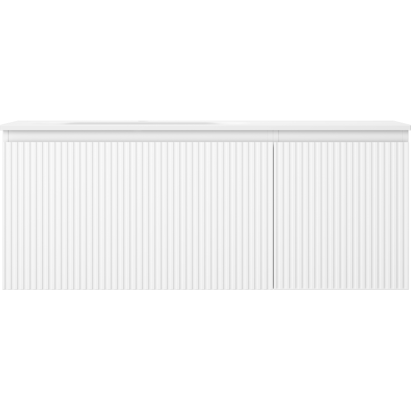 Mexen Rivel Badezimmerschrank 120 cm mit Waschtisch Vela links, 1S, 1D, geriffelt, weiß matt - 91A23-12047-3-BBFF01-W23L01