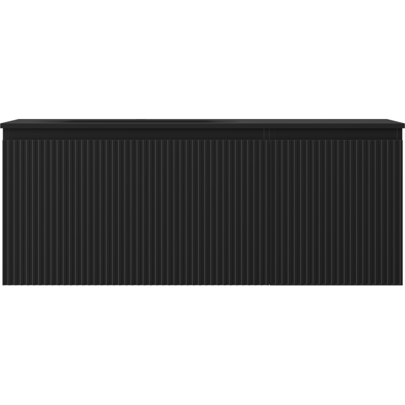 Mexen Rivel 120 cm Badezimmerschrank mit Vela-Waschbecken links, 1S, 1D, geriffelt, schwarz matt - 91A23-12047-3-BBFF71-W23L71