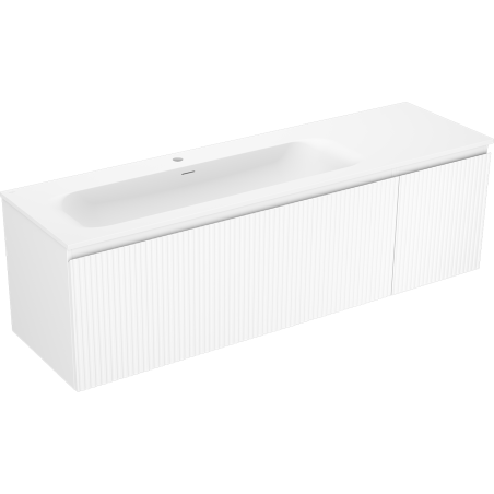 Mexen Rivel Badschrank 160 cm mit Waschtisch Vela links, 1S, 1D, geriffelt, weiß matt - 91A23-16047-3-BBFF01-W23L01