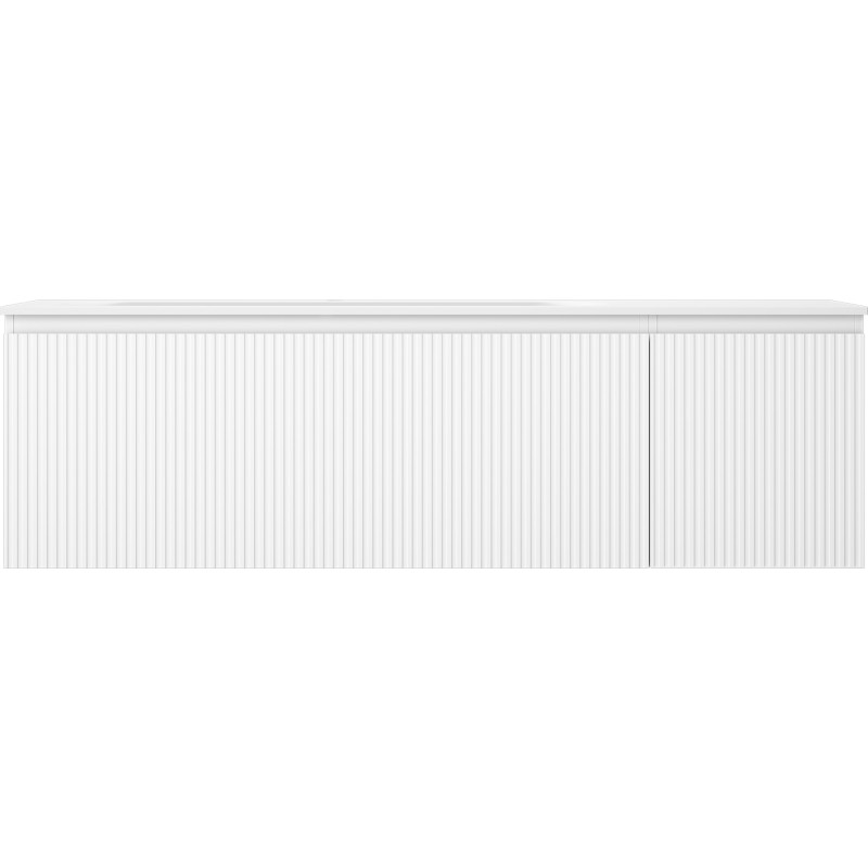 Mexen Rivel Badezimmerschrank 160 cm mit Waschbecken Vela links, 1S, 1D, geriffelt, weiß matt - 91A23-16047-3-BBFF01-W23L01