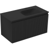 Mexen Rivel Badezimmerschrank 90 cm mit Waschbecken Vela rechts, 1S, 1D, gerillt, schwarz matt - 91A23-09047-3-BBFF71-W23P71
