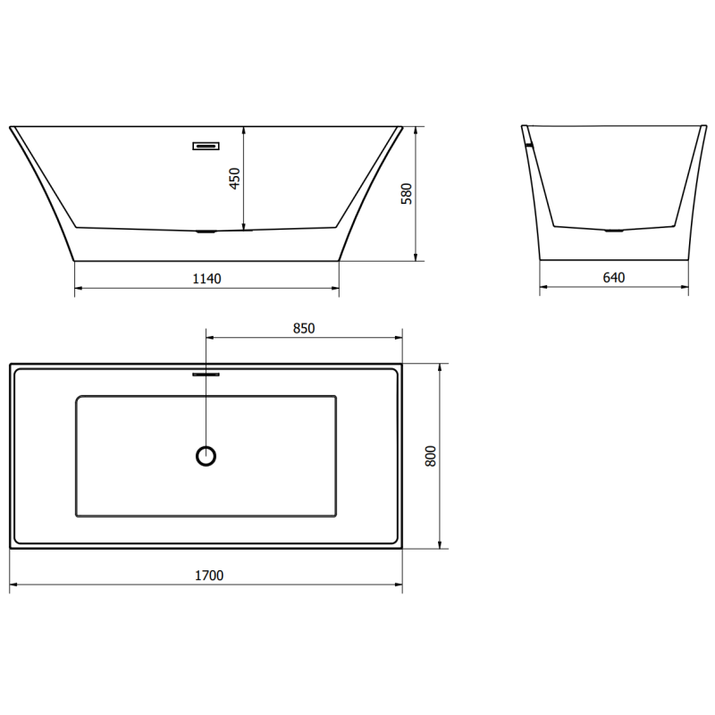 Mexen Ibiza freistehende Badewanne 170 x 80 cm, weiß - 57021708000