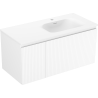Mexen Rivel Badezimmerschrank 100 cm mit Waschtisch Vela rechts, 1S, 1D, geriffelt, weiß matt - 91A23-10047-3-BBFF01-W23P01