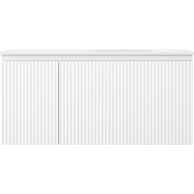 Mexen Rivel Badezimmerschrank 100 cm mit Waschtisch Vela rechts, 1S, 1D, geriffelt, weiß matt - 91A23-10047-3-BBFF01-W23P01