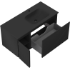 Mexen Rivel Badezimmerschrank 100 cm mit Waschbecken Vela rechts, 1S, 1D, geriffelt, schwarz matt - 91A23-10047-3-BBFF71-W23P71