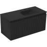 Mexen Rivel Badezimmerschrank 100 cm mit Waschbecken Vela rechts, 1S, 1D, geriffelt, schwarz matt - 91A23-10047-3-BBFF71-W23P71