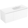 Mexen Rivel Badezimmerschrank 120 cm mit Waschbecken Vela rechts, 1S, 1D, gefräst, weiß matt - 91A23-12047-3-BBFF01-W23P01