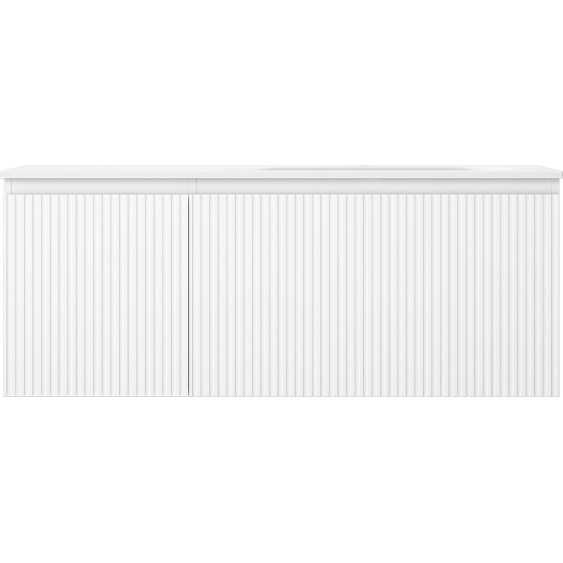 Mexen Rivel Badezimmerschrank 120 cm mit Waschbecken Vela rechts, 1S, 1D, gefräst, weiß matt - 91A23-12047-3-BBFF01-W23P01