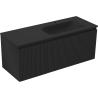 Mexen Rivel Badezimmerschrank 120 cm mit Waschbecken Vela rechts, 1S, 1T, gerillt, schwarz matt - 91A23-12047-3-BBFF71-W23P71