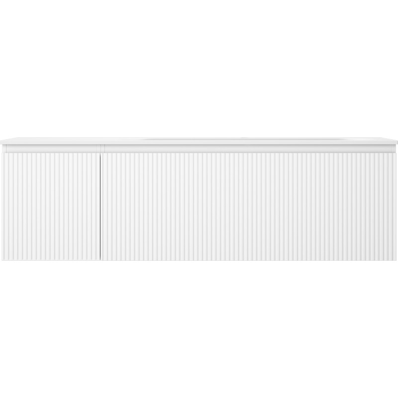 Mexen Rivel Badezimmerschrank 160 cm mit Waschbecken Vela rechts, 1S, 1T, gerillt, weiß matt - 91A23-16047-3-BBFF01-W23P01