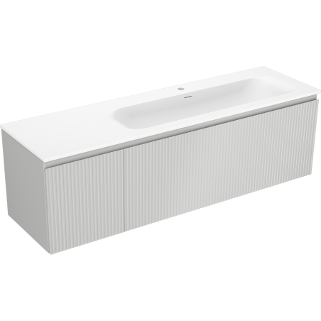 Mexen Rivel Badschrank 160 cm mit Waschbecken Vela rechts, 1S, 1D, gerillt, grau matt/weiß matt - 91A23-16047-3-BBFF62-W23P01