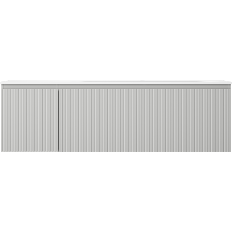 Mexen Rivel Badschrank 160 cm mit Waschbecken Vela rechts, 1S, 1D, gerillt, grau matt/weiß matt - 91A23-16047-3-BBFF62-W23P01