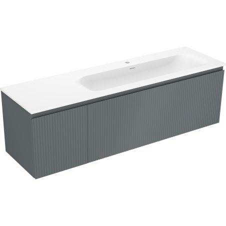 Mexen Rivel Badschrank 160 cm mit Waschbecken Vela rechts, 1S, 1D, geriffelt, graphit/weiß matt - 91A23-16047-3-BBFF66-W23P01