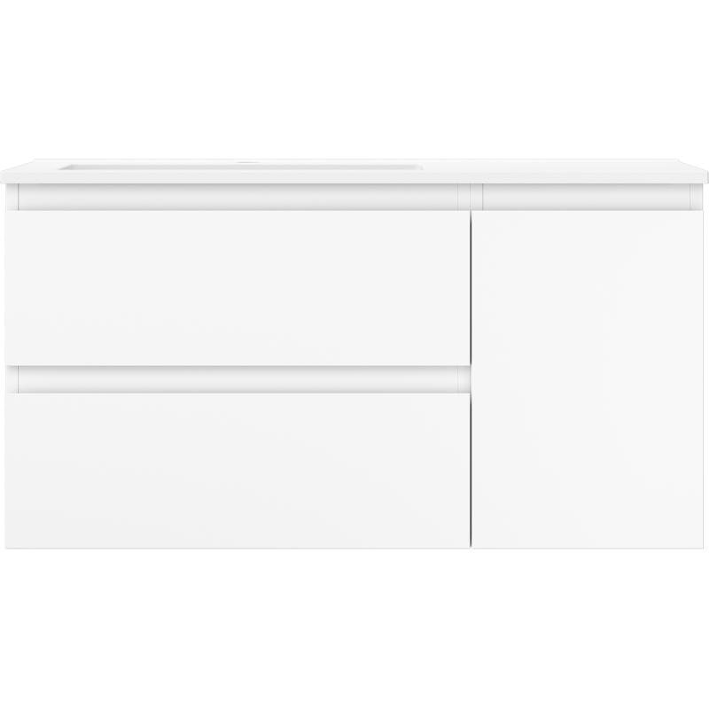 Mexen Orio Badezimmerschrank 90 cm mit Waschbecken Otis links, 2S, 1D, weiß matt - 91A13-09047-3-BBFFF01-W18L01