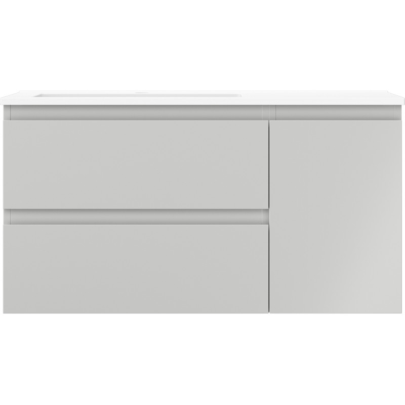 Mexen Orio 90 cm Badezimmerunterschrank mit Otis Waschbecken links, 2S, 1D, grau matt/weiß matt - 91A13-09047-3-BBFFF62-W18L01