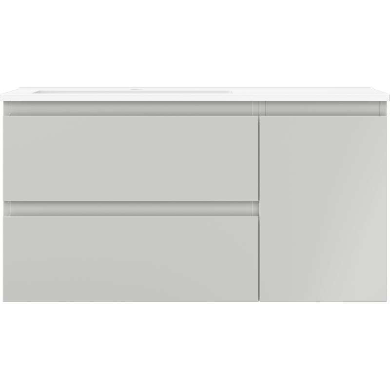 Mexen Orio Badezimmerschrank 90 cm mit Waschtisch Otis links, 2S, 1D, graumatt/weißmatt - 91A13-09047-3-BBFFF62-W18L01