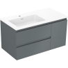 Mexen Orio Badezimmerschrank 90 cm mit linkem Waschbecken Otis, 2S, 1T, Graphit matt/Weiß matt - 91A13-09047-3-BBFFF66-W18L01