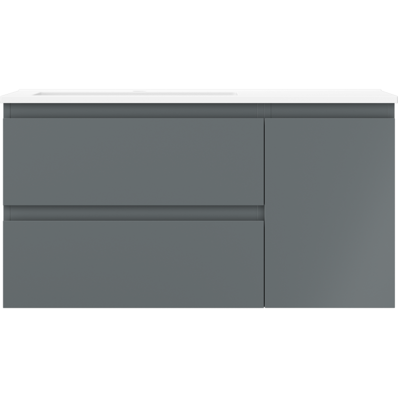 Mexen Orio Badezimmerschrank 90 cm mit linkem Waschbecken Otis, 2S, 1T, Graphit matt/Weiß matt - 91A13-09047-3-BBFFF66-W18L01