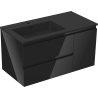 Mexen Orio Badezimmerschrank 90 cm mit Waschbecken Otis links, 2S, 1D, schwarz glänzend/schwarz matt