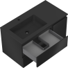 Mexen Orio Badezimmerschrank 90 cm mit linkem Waschbecken Otis, 2S, 1D, schwarz matt - 91A13-09047-3-BBFFF71-W18L71