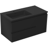 Mexen Orio Badezimmerschrank 90 cm mit linkem Waschbecken Otis, 2S, 1D, schwarz matt - 91A13-09047-3-BBFFF71-W18L71