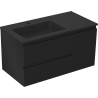 Mexen Orio Badezimmerschrank 90 cm mit Waschbecken Otis links, 2S, 1D, schwarz matt - 91A13-09047-3-BBFFF71-W18L71