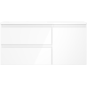 Mexen Orio Badezimmerschrank 100 cm mit Waschtisch Otis links, 2S, 1T, weiß glänzend - 91A13-10047-3-BBFFF00-W18L00