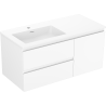 Mexen Orio Badezimmerschrank 100 cm mit Otis-Waschtisch links, 2S, 1D, weiß matt - 91A13-10047-3-BBFFF01-W18L01