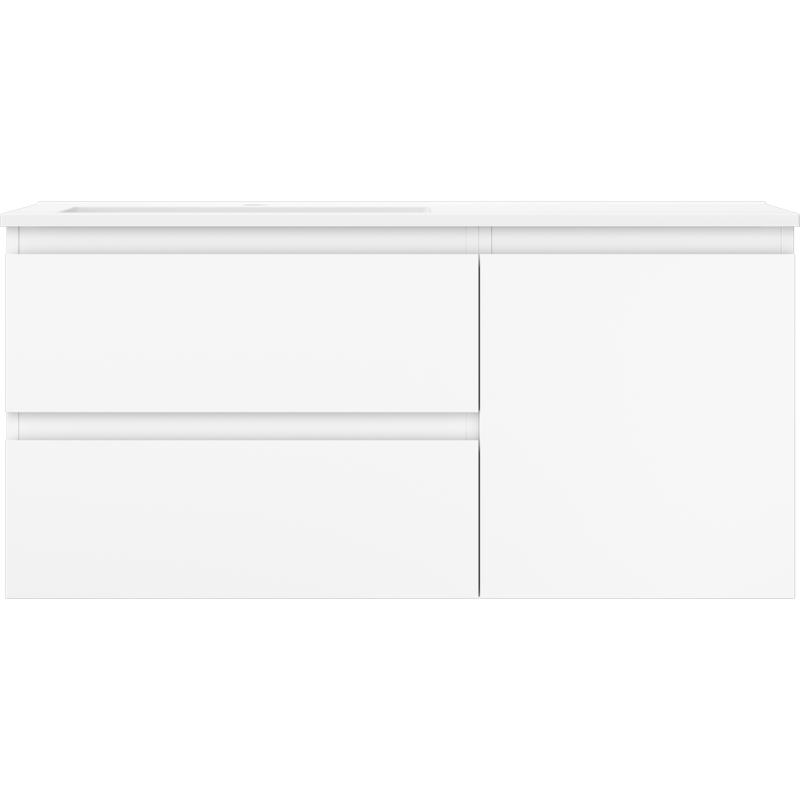 Mexen Orio Badezimmerschrank 100 cm mit Otis-Waschtisch links, 2S, 1D, weiß matt - 91A13-10047-3-BBFFF01-W18L01
