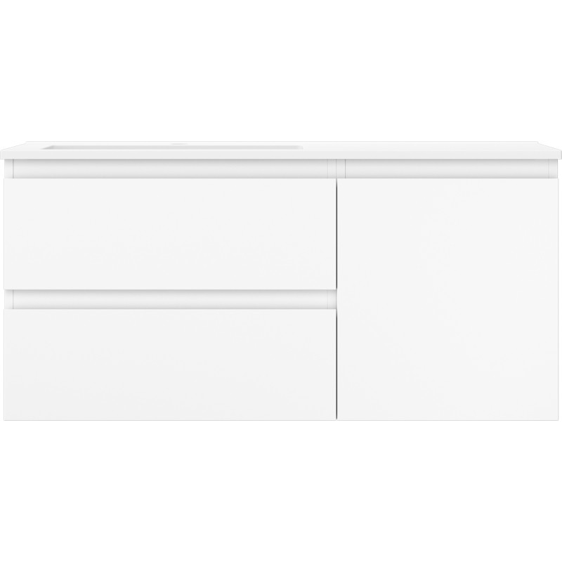 Mexen Orio Badezimmerschrank 100 cm mit Waschbecken Otis links, 2S, 1T, weiß matt - 91A13-10047-3-BBFFF01-W18L01