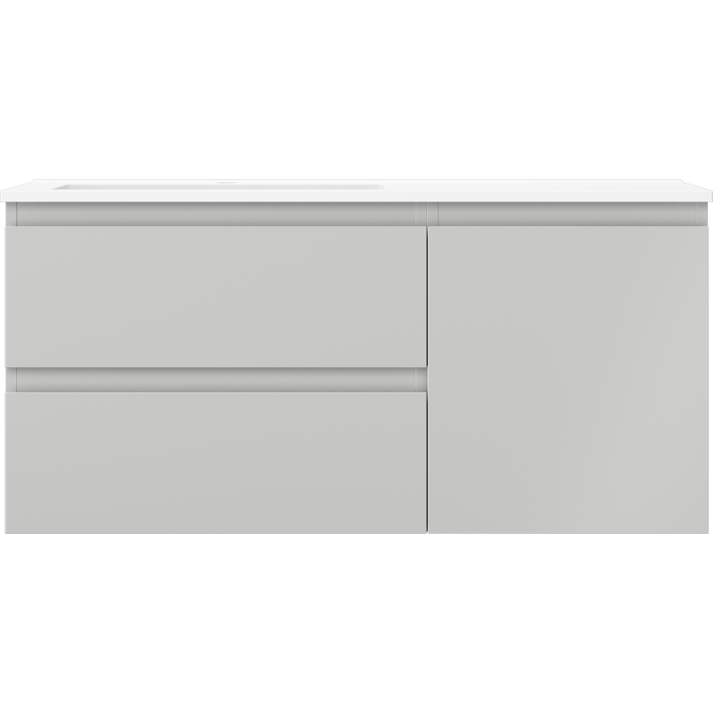Mexen Orio Badezimmerschrank 100 cm mit Waschbecken Otis links, 2S, 1D, grau matt/weiß matt - 91A13-10047-3-BBFFF62-W18L01