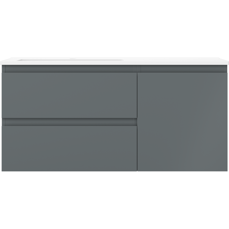 Mexen Orio Badezimmerschrank 100 cm mit linkem Otis Waschbecken, 2S, 1D, grafit matt/weiß matt - 91A13-10047-3-BBFFF66-W18L01