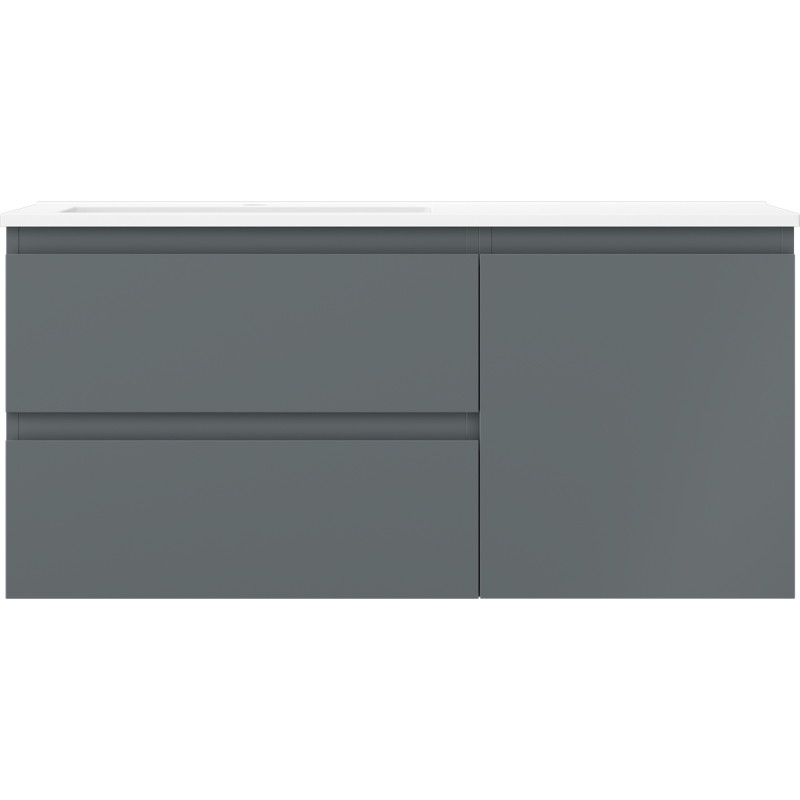 Mexen Orio Badezimmerschrank 100 cm mit linkem Otis Waschbecken, 2S, 1T, graphit matt/weiß matt - 91A13-10047-3-BBFFF66-W18L01