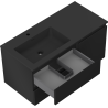 Mexen Orio Badezimmerschrank 100 cm mit Waschbecken Otis links, 2S, 1T, schwarz matt - 91A13-10047-3-BBFFF71-W18L71