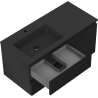 Mexen Orio Badezimmerschrank 100 cm mit Waschtisch Otis links, 2S, 1D, schwarz matt - 91A13-10047-3-BBFFF71-W18L71