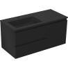 Mexen Orio Badezimmerschrank 100 cm mit Waschtisch Otis links, 2S, 1D, schwarz matt - 91A13-10047-3-BBFFF71-W18L71