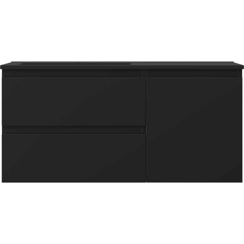 Mexen Orio Badezimmerschrank 100 cm mit Waschbecken Otis links, 2S, 1T, schwarz matt - 91A13-10047-3-BBFFF71-W18L71
