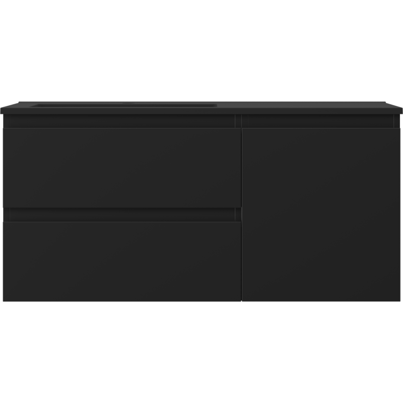Mexen Orio Badezimmerschrank 100 cm mit Waschtisch Otis links, 2S, 1D, schwarz matt - 91A13-10047-3-BBFFF71-W18L71