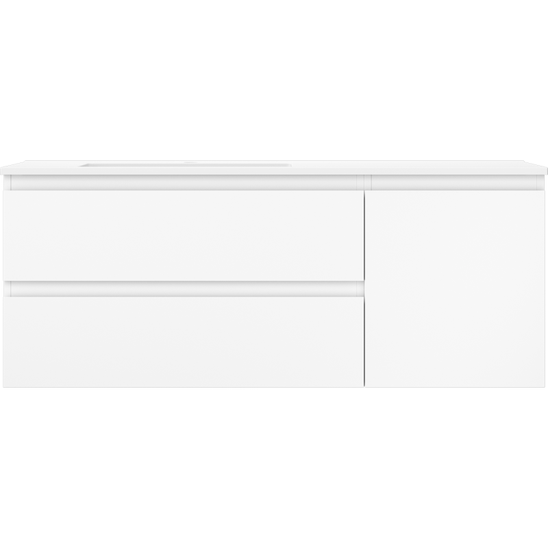 Mexen Orio Badezimmerschrank 120 cm mit Waschbecken Otis links, 2S, 1D, weiß matt - 91A13-12047-3-BBFFF01-W18L01