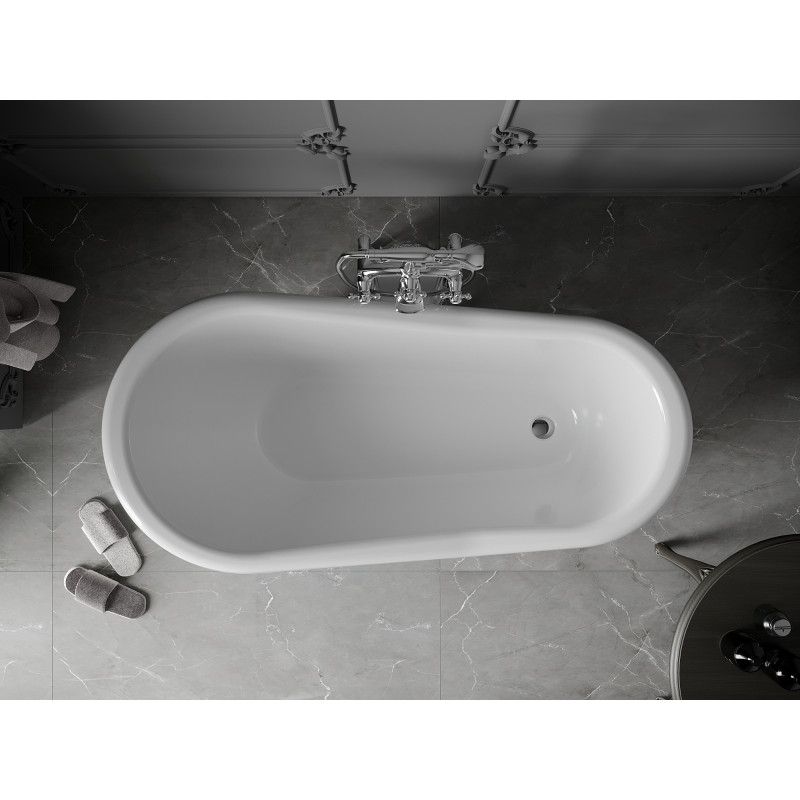 Mexen Retro freistehende Badewanne 150 x 73 cm, weiß, Chromfüße - 53251507300-00