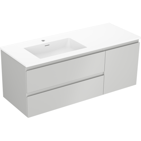 Mexen Orio Badezimmerschrank 120 cm mit Waschbecken Otis links, 2S, 1D, grau matt/weiß matt - 91A13-12047-3-BBFFF62-W18L01