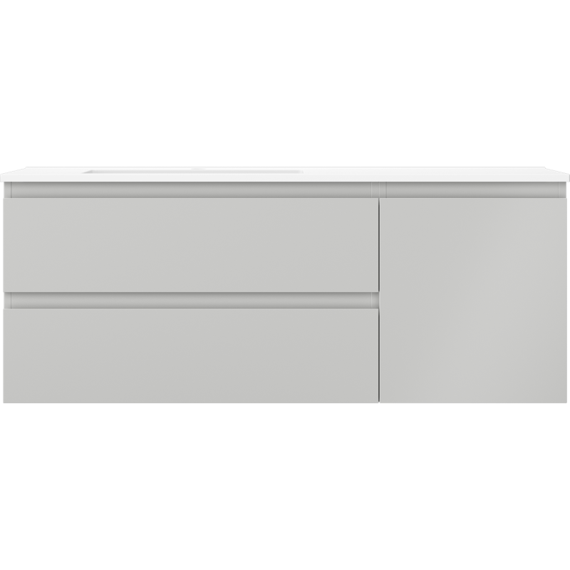 Mexen Orio 120 cm Badezimmermöbel mit linker Otis-Waschtisch, 2S, 1D, graumatt/weißmatt - 91A13-12047-3-BBFFF62-W18L01