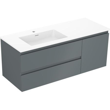 Mexen Orio Badezimmerschrank 120 cm mit linkem Waschbecken Otis, 2S, 1D, grafit matt/weiß matt - 91A13-12047-3-BBFFF66-W18L01