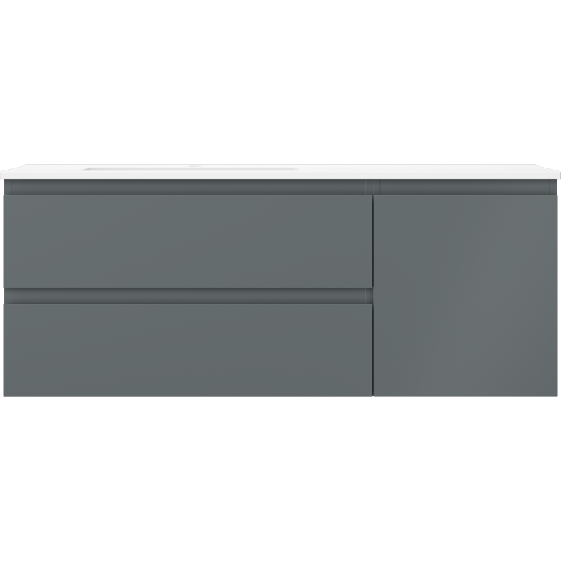 Mexen Orio Badezimmerschrank 120 cm mit linkem Waschbecken Otis, 2S, 1D, grafit matt/weiß matt - 91A13-12047-3-BBFFF66-W18L01