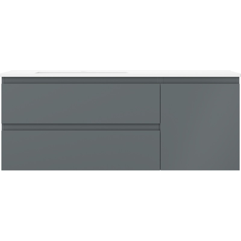 Mexen Orio Badezimmerschrank 120 cm mit Waschbecken Otis links, 2S, 1T, Grafit matt/Weiß matt - 91A13-12047-3-BBFFF66-W18L01