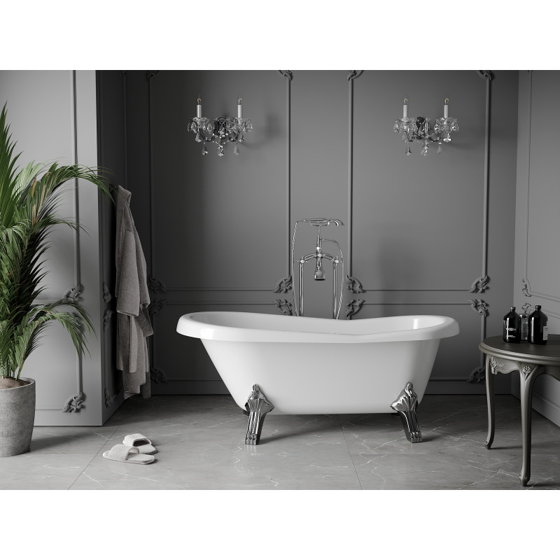 Mexen Retro freistehende Badewanne 150 x 73 cm, weiß, Chromfüße - 53251507300-00