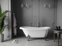 Mexen Retro freistehende Badewanne 150 x 73 cm, weiß, Chromfüße - 53251507300-00