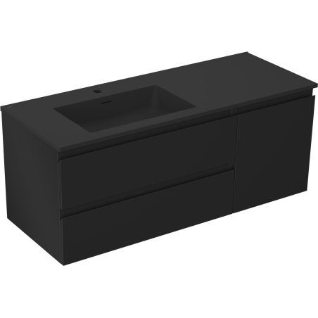 Mexen Orio Badezimmerschrank 120 cm mit Waschbecken Otis links, 2S, 1T, schwarz matt - 91A13-12047-3-BBFFF71-W18L71