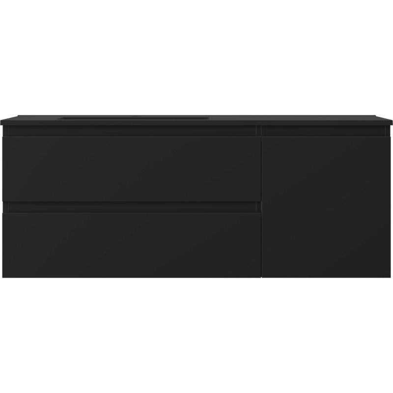 Mexen Orio Badezimmerschrank 120 cm mit Waschbecken Otis links, 2S, 1T, schwarz matt - 91A13-12047-3-BBFFF71-W18L71